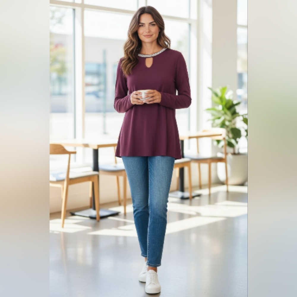 Chic Plum Long Sleeve Tunic